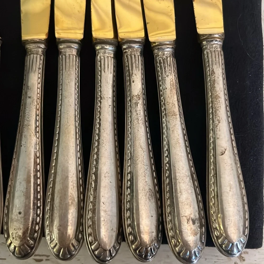 Antique 800 silver crown hallmark silverware forks & knives 6” cutlery